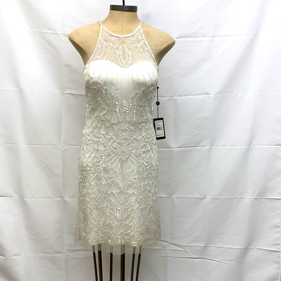 Adrianna Papell halter Beaded cocktail dress - Picture 2 of 7